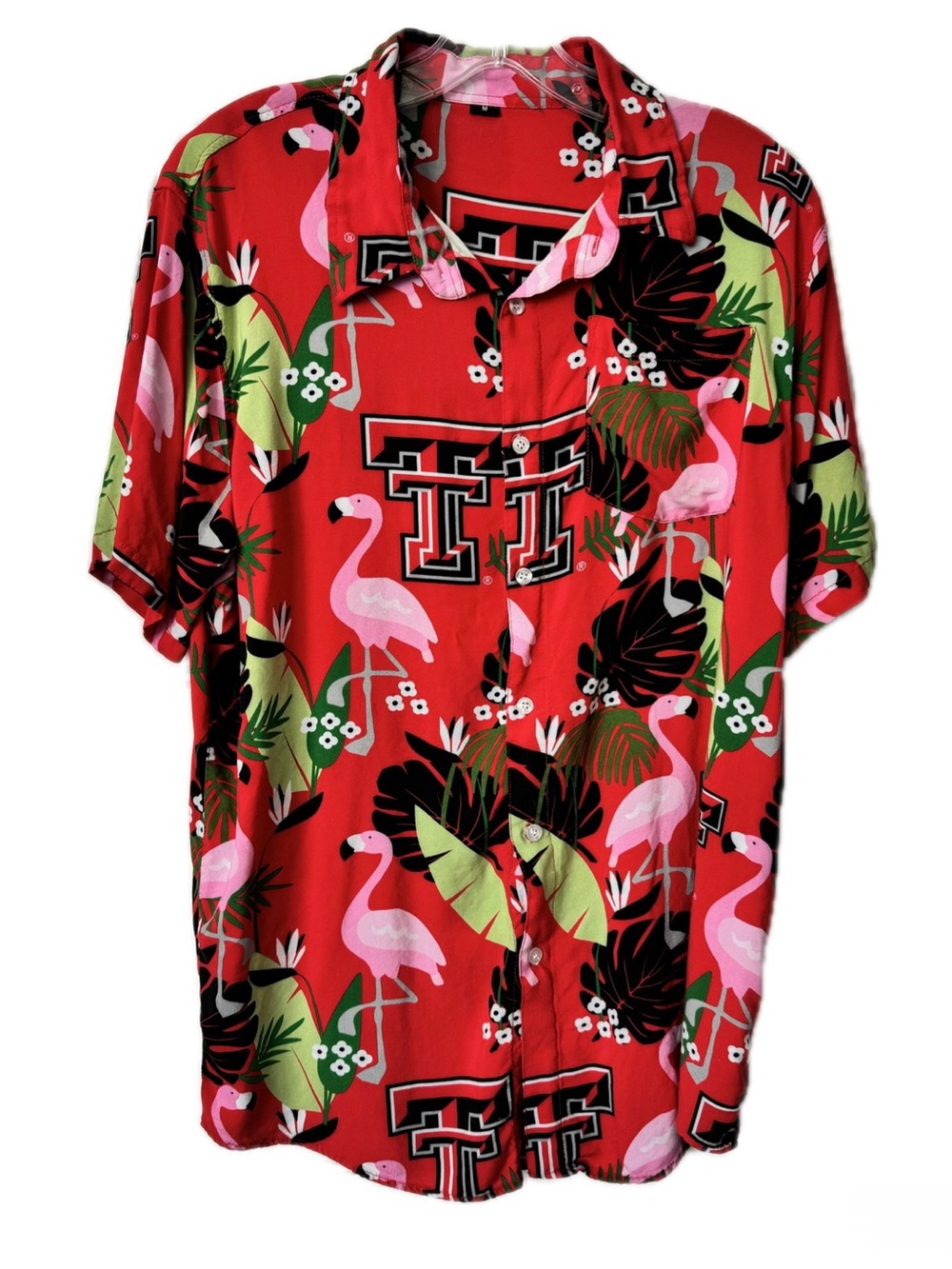 Texas Tech Red Raiders Hawaiian Flamingo Button Up Shirt Men’s Medium Tropical